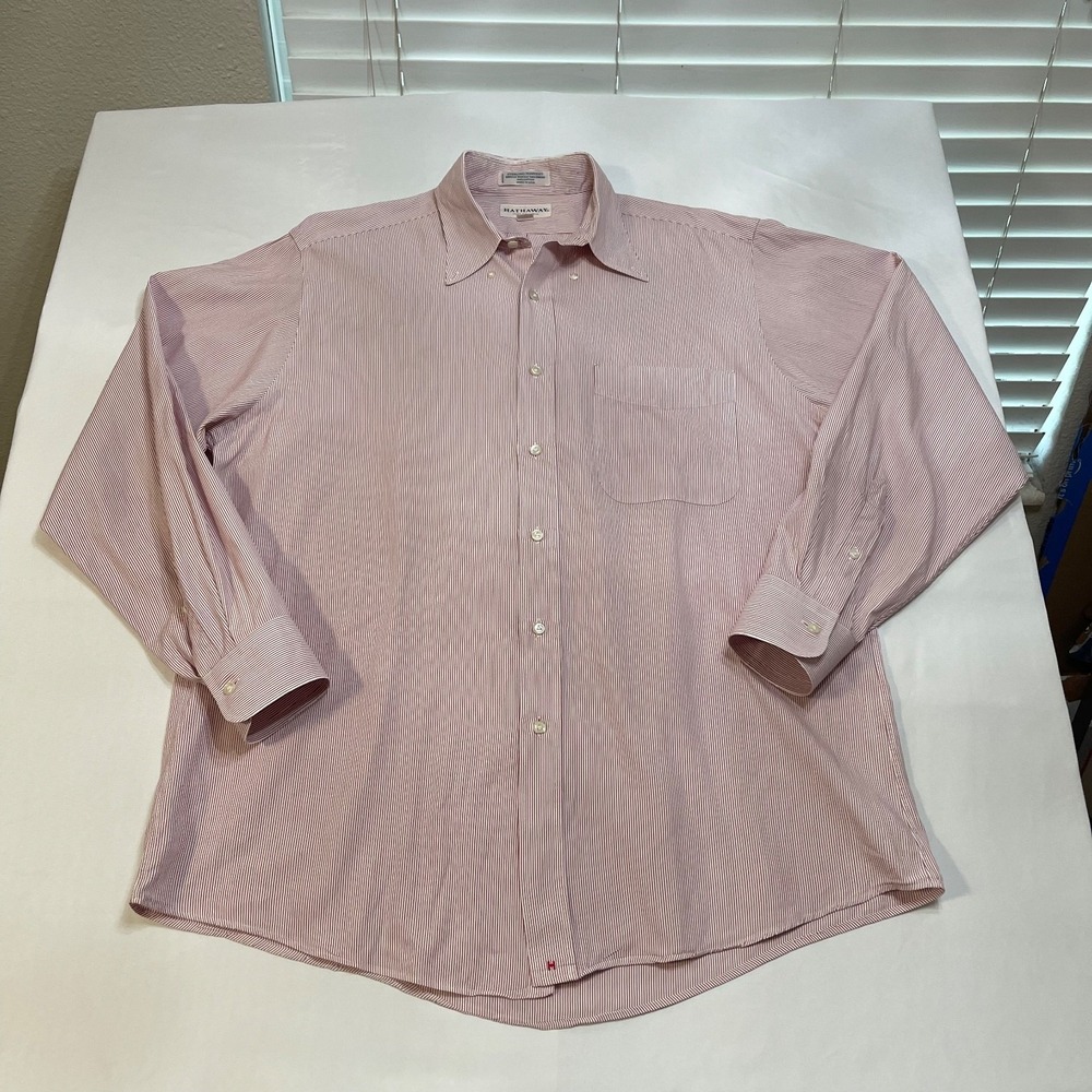 VINTAGE Hathaway Classic Sterling Pinpoint Stripe Dress Shirt Men's 16-35 USA
